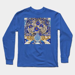 Blue and White Flowers in Blue and White Vase Long Sleeve T-Shirt